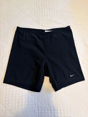 Vintage Nike Black Training Biker Shorts with White Swoosh